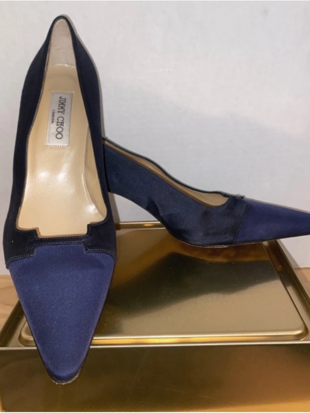 Jimmy Choo Two-Tone Navy / Black Pointed Toe Pumps